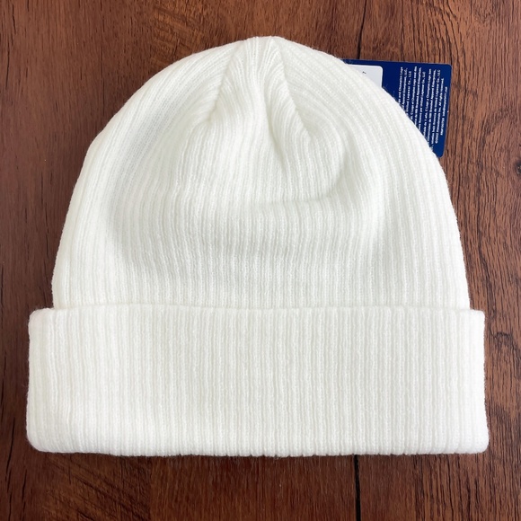 New Champion Ribbed Knit Cuff Beanie White Unisex Acrylic Warm Winter Ski Hat - Picture 3 of 4